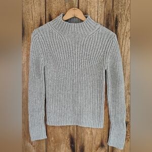 Vintage Mock Neck Sweater OCL Women Sz XS Ribbed 100% Quality Cotton Grey